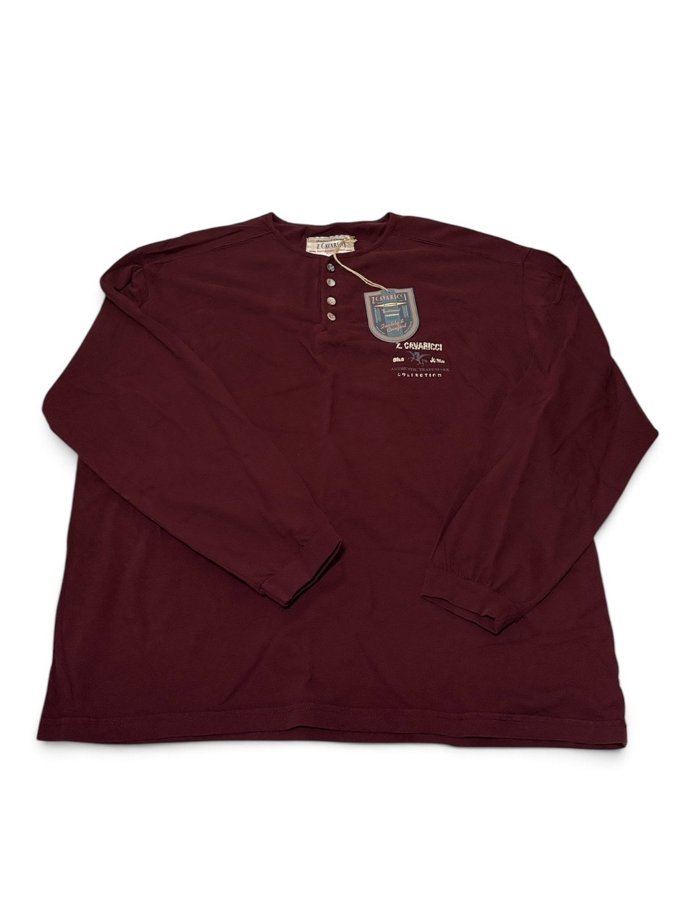Vintage Z. Cavaricci Men’s NWT XL Long-Sleeve Henley Shirt - Burgundy